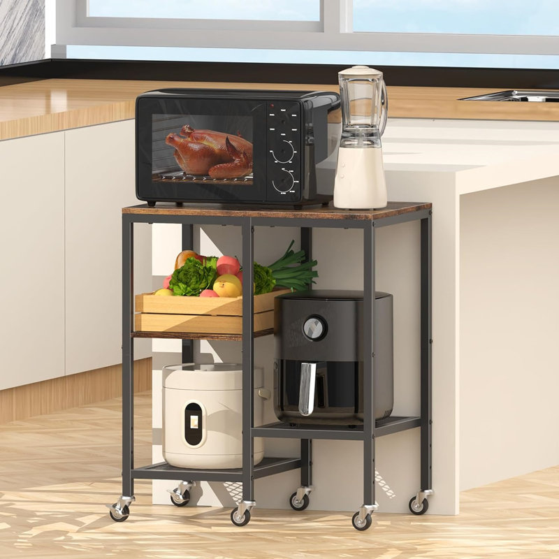 Étagère de boulanger à 4 niveaux pour cuisine, salon, brun rustique et noir