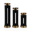 Set Of 3 9/12/15" Hibbing Black And Gold Candlesticks