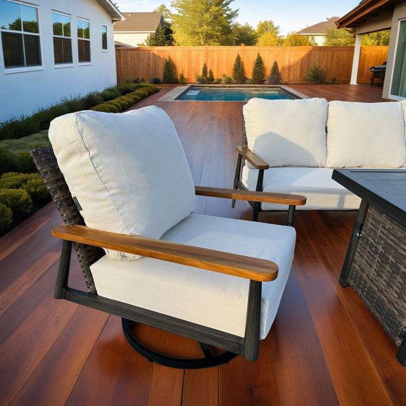 Quaniqua 5 - Person Patio Conversation Set, Cast Natural, Gray