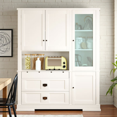 Freestanding Kitchen Pantry Cabinet, Streamlined Storage Design, Adjustable Shelving, Contemporary Style, Living & Dining Room
