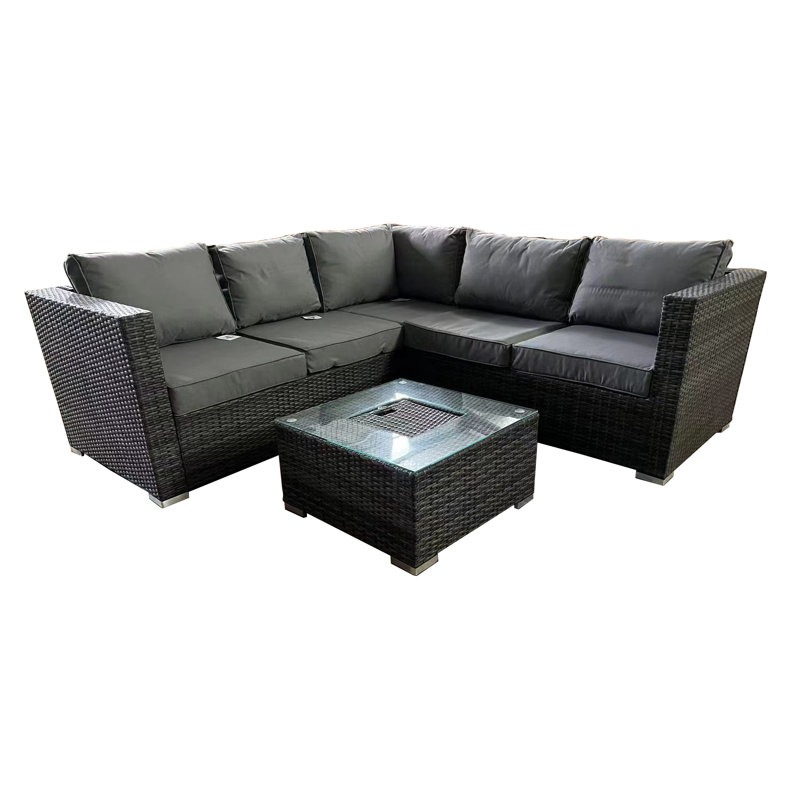 Airalynn Rattan Wicker 5 - Person Seating Group with Cushions, Grey, Grey