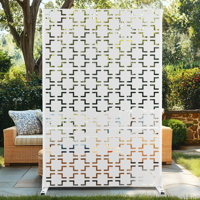 72" H x 47" W Metal Privacy Screen, Outdoor Privacy Screens - Decorative Outdoor Divider with Stand, Outdoor privacy Panels for Balcony & Patio by UFURYRIDE