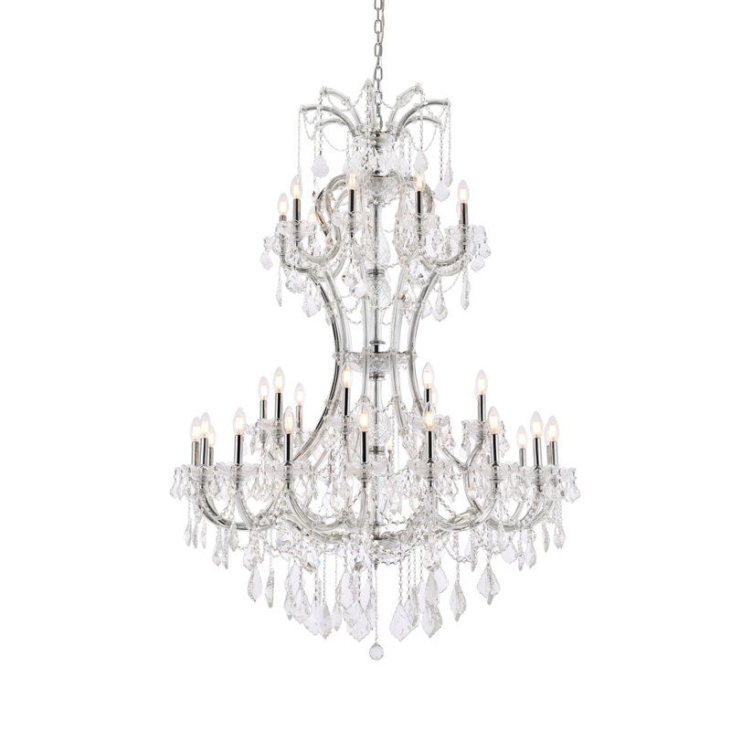 Lustre étagé de style bougie à 36 lumières Stockard, Coupe royale, Chrome