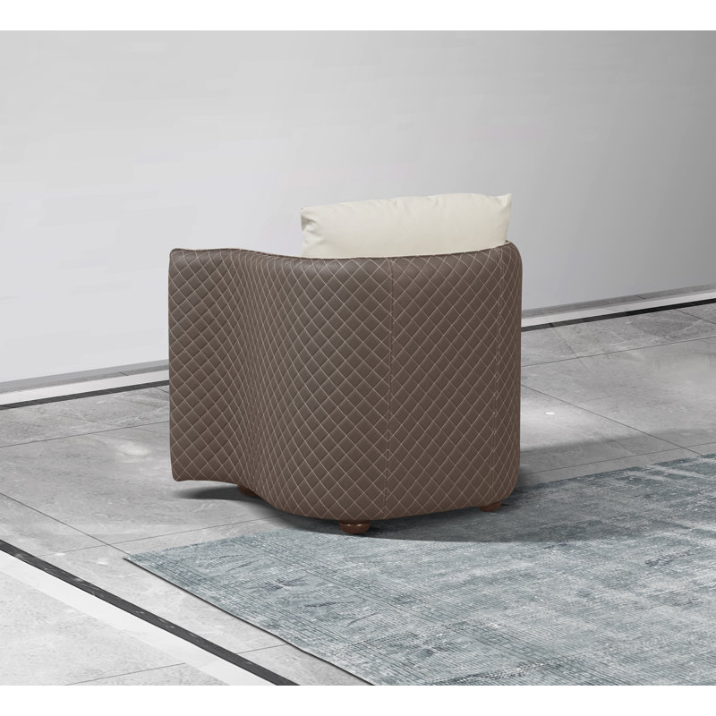 Makassar Armchair, Lite Gray/Taupe Genuine Leather