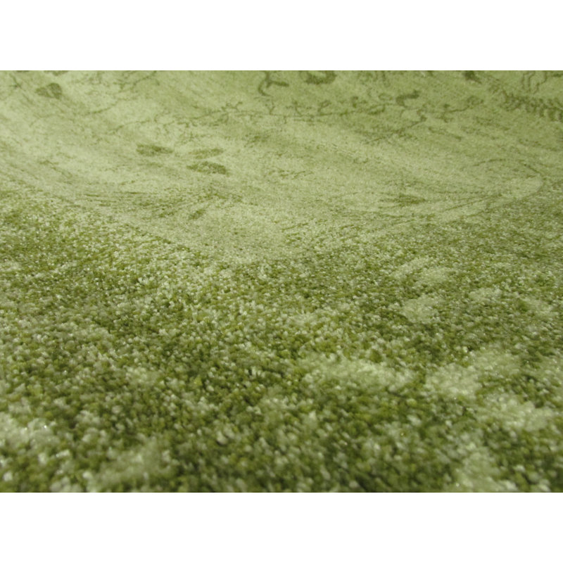 Tapis vert clair à motif botanique Godina, Rectangle 5 pi 3 po x 8 pi