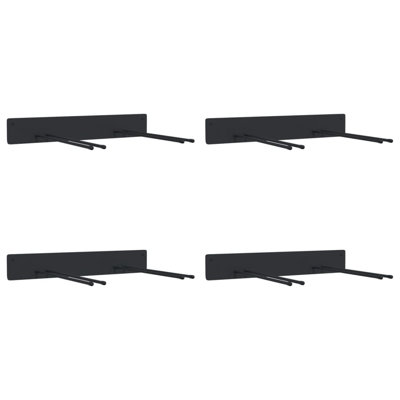 Support à outils de patio mural 4 pièces en acier noir