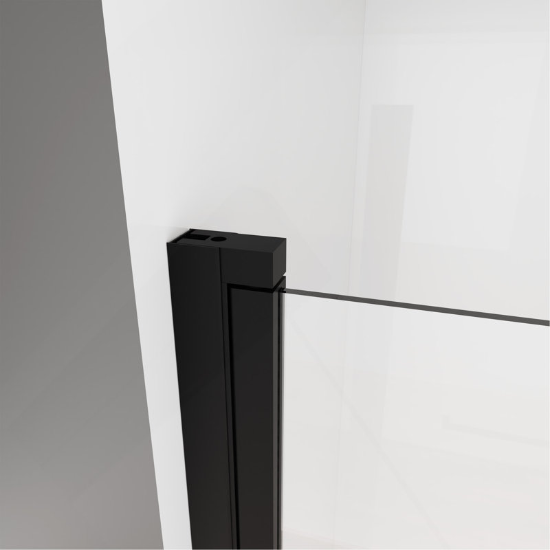 Porte de douche à pivot demi-cadre 28 "à 29,2" x 72 ", verre trempé 1/4", largeur réglable de 1,2 pouce, installation réversible, noir mat