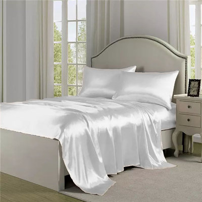 4Piece Soft  Silk feel Satin Sheet Set