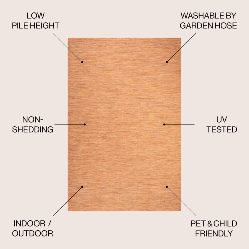 Tapis intérieur / extérieur orange Amora, Rectangulaire 3 pi x 5 pi