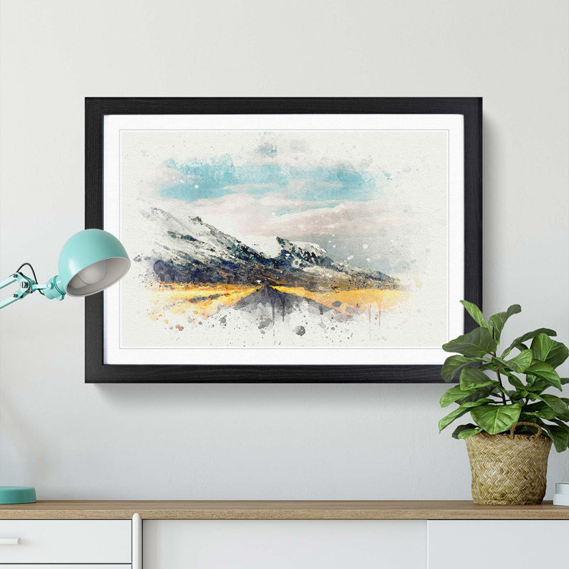 Road to the Mountains in Iceland in Abstract - Picture Frame Graphic Art Print, 40cm H x 60cm W x 2cm D, Black