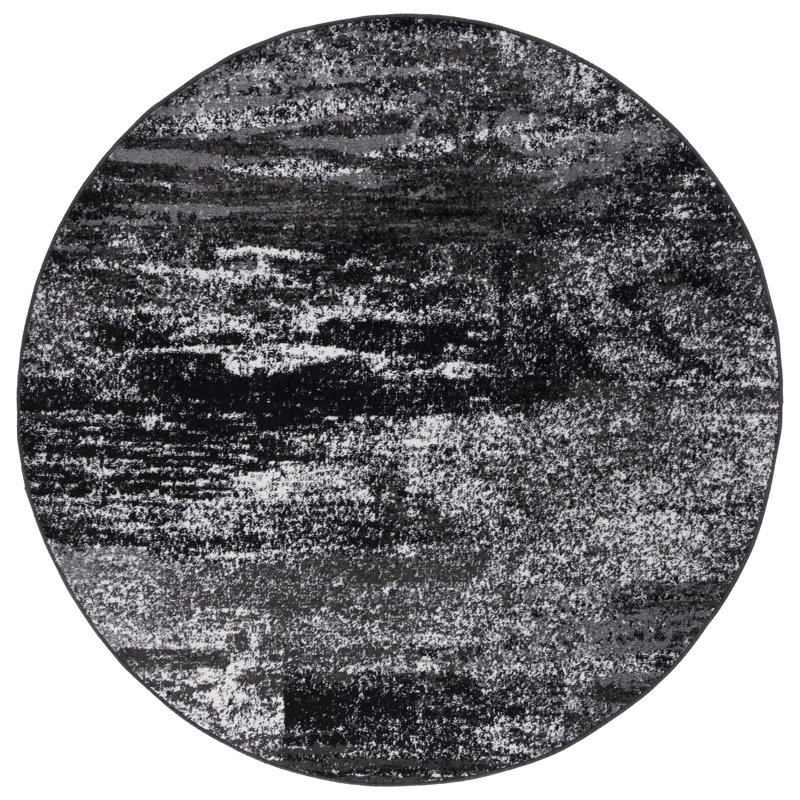 Algonquin Performance Abstract Rug, Round 8', Black/Gray