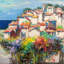 Italian Landscape: Village on the sea II by Luigi Florio - Wrapped Canvas Painting-1568939127