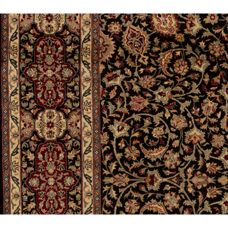 Hand Knotted Wool Area Rug in Black