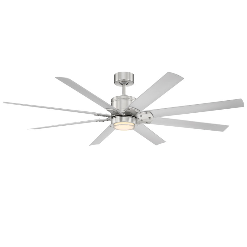 Renegade 8 - Blade Outdoor Integrated LED Smart Standard Ceiling Fan with Remote Control and Light Kit Included, Matte Black
