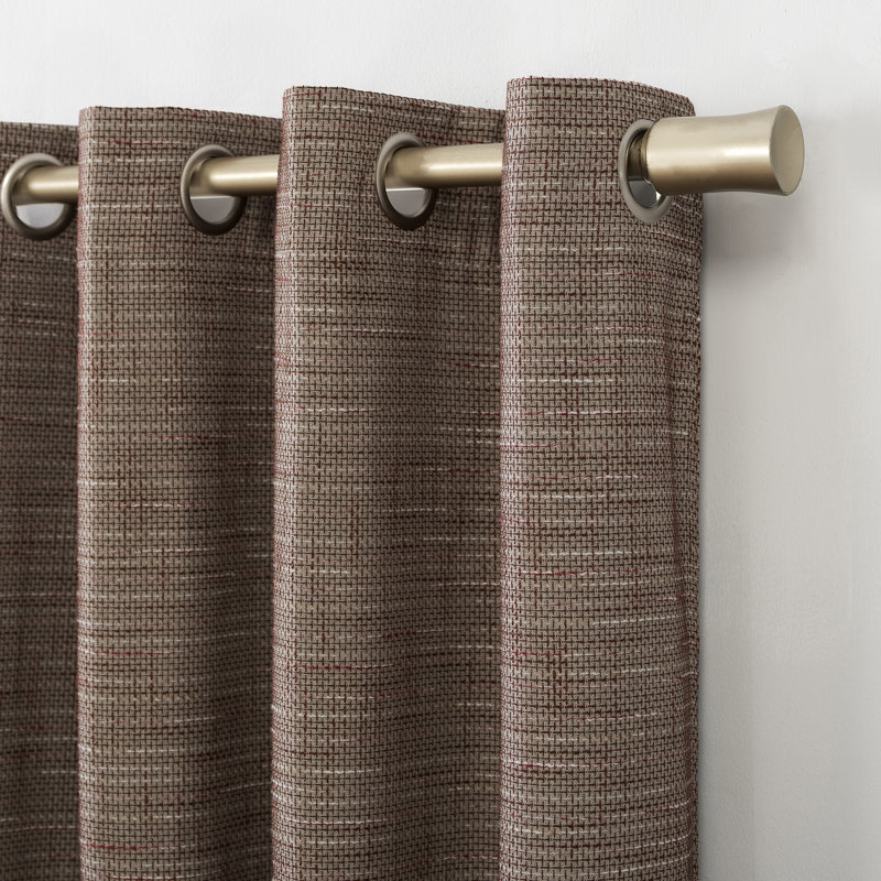 Russet Linen Burlap Weave Thermal Blackout Curtain Panel 52" x 84"