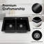 Évier de cuisine 33 po à double cuve à montage sur plan en composite de quartz noir 33/50 avec accessoires