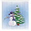 Rideau de douche simple noël bonhomme de neige et arbre-22028212