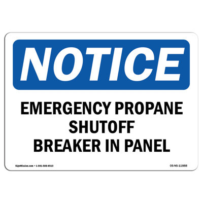 Emergency Propane Shutoff Breaker in Panel Sign