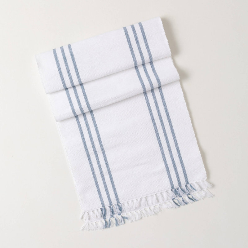 Chemin de table tissé L 74 po; bleu