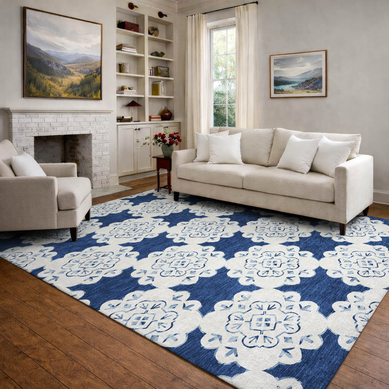 Tapis décontracté de qualité supérieure Mayfield, Marine, 8' x 10'