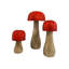Ensemble de 3 champignons en bois avec capuchons rouges 