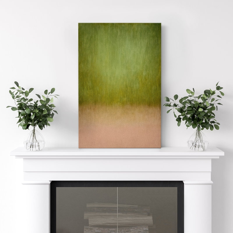 Impression sur toile tendue sur fond vert et rose pour décoration de salon, H 24 po x l 16 po, Sans cadre, Toile tendue
