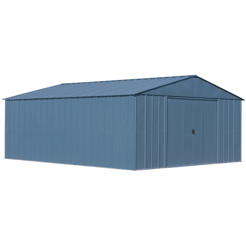14 ft x 17 ft Blue Grey Steel Storage Shed