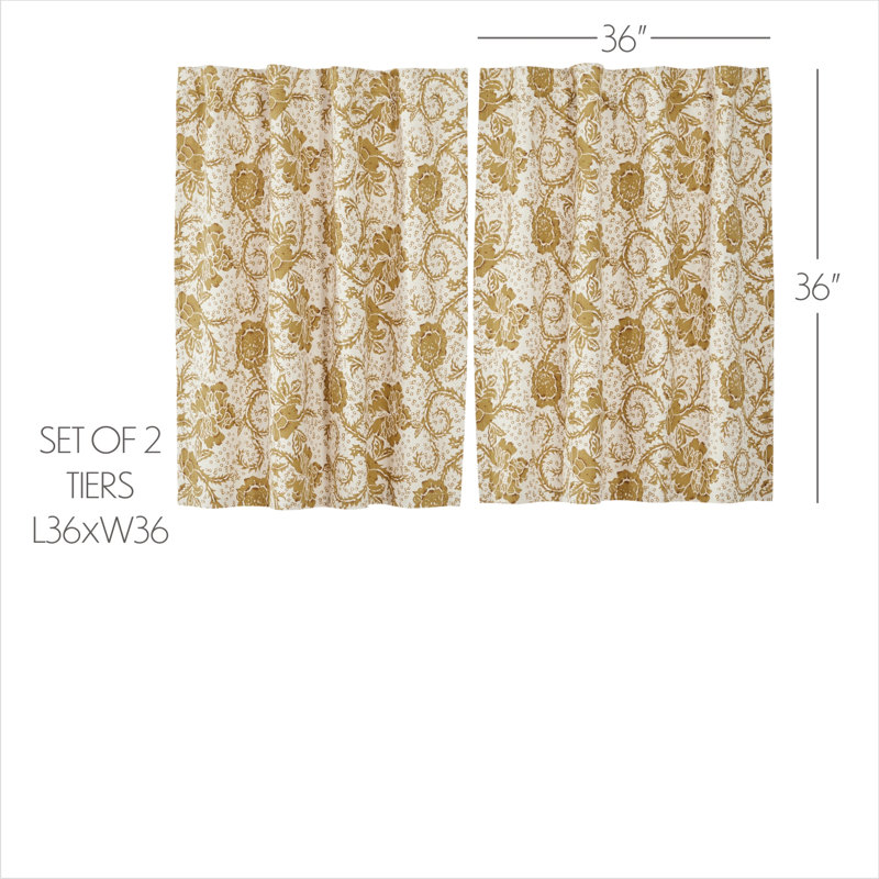 Cotton Floral Tailored Cafe Curtain, 36" H x 72" W