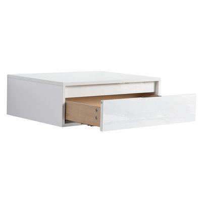 Meuble-lavabo mural blanc brillant 24 po moderne, tiroir à fermeture en douceur, idéal pour la chambre à coucher et l'armoire en blanc