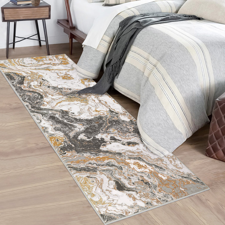 Abstract Machine Washable Rug with Rubber Backing Non-Slip Area Rug for Living Room Bedroom Dining Room Office