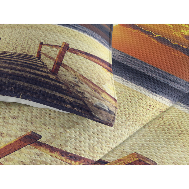 Island Coastal Polyester Coverlet, King Bedspread + 2 Shams