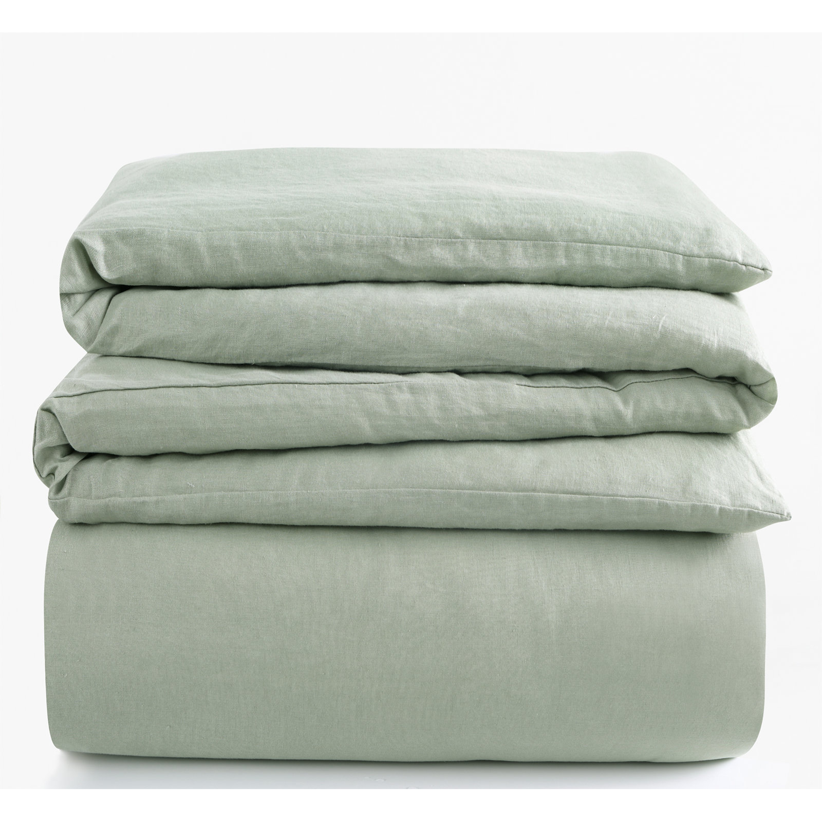 Frazier Modern & Contemporary 100% Linen Duvet Cover, King Duvet Cover + 2 King Shams, Sage