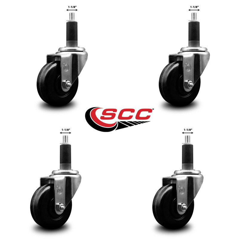 Ensemble de roulettes extensibles pivotantes à roue Phenolique SCC NB 3-1 / 2 po x 1-1 / 8 po