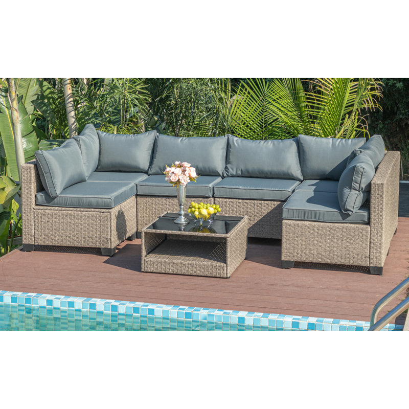 de patio imperméable de conception modulaire, de rangement et de coussins épais