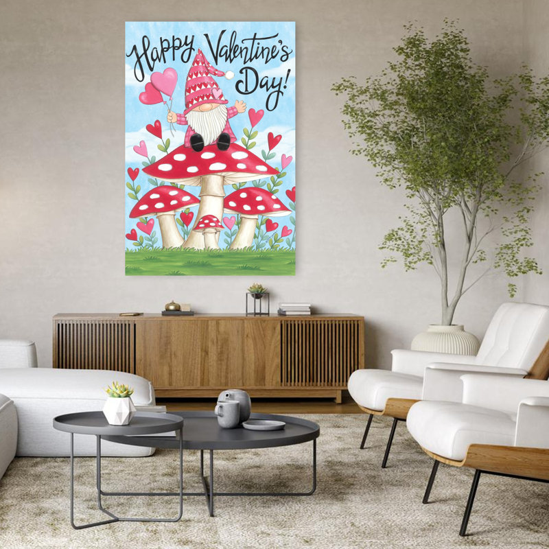 Art de printemps fantaisiste gnome de la Saint-Valentin, H 48 po x l 32 po