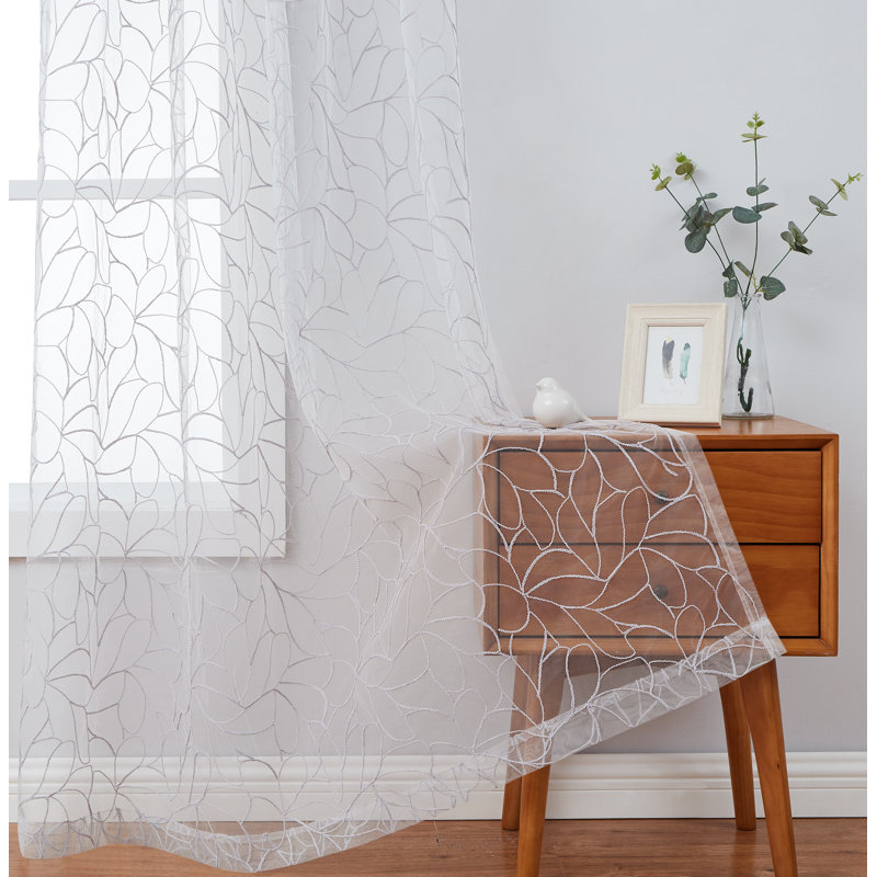 Sheer Curtain Pair, Silver, 54" W x 63" L