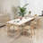 White + Burlywood Rectangular Sintered Stone + Solid Wood Dining Table-1215199184