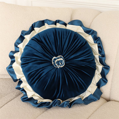 Ruffled Velvet Reversible Throw Pillow