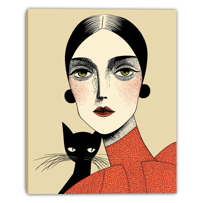 Art mural sur toile "Bold Red Cat Companion"