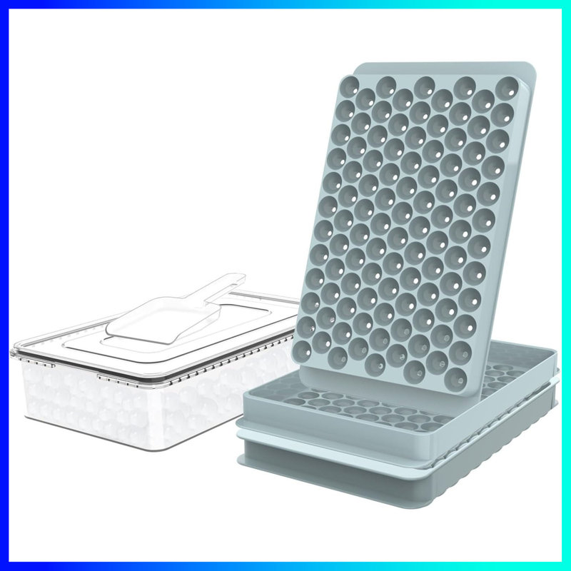 Paquet de 2 mini plateaux à glaçons avec couvercles - Faites de petits cailloux ronds et de la glace à pépites écrasées pour les cocktails, le café glacé, les smoothies et plus encore! Parfait pour le congélateur, convient aux tasses et gobelets 