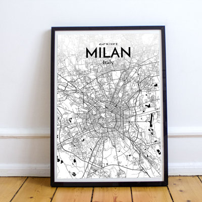 Milan City Map 1 Piece Wall Art