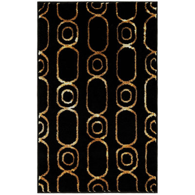 Contemporary Vincente Area Rug Black and Gold Color