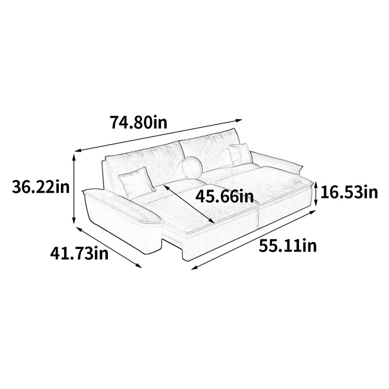 Canapé électrique intelligent haut de gamme, 2, H 36,22 po x l 74,8 po x P 41,73 po