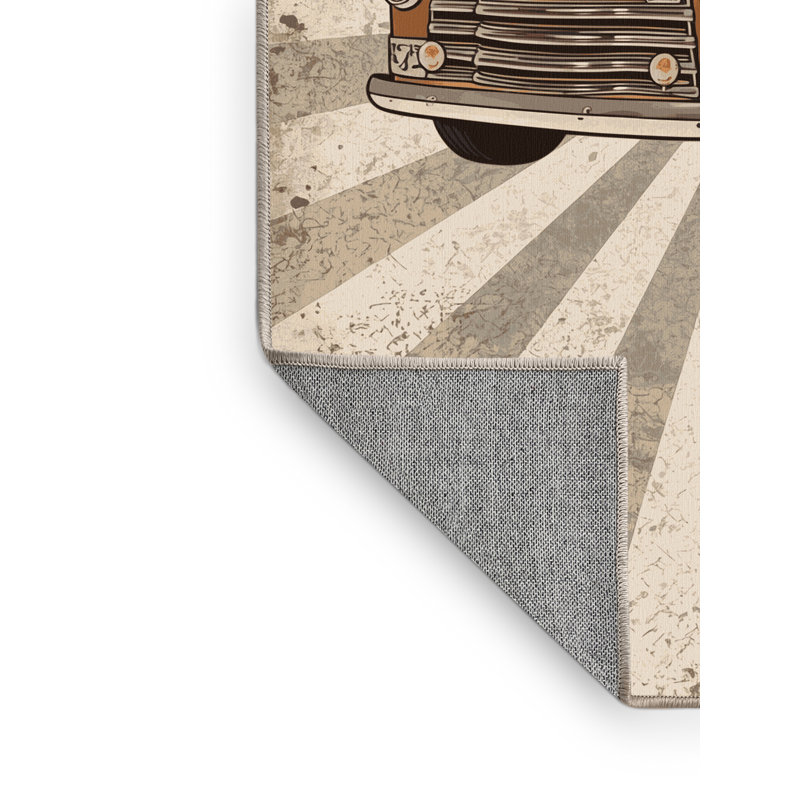 Tapis de style rétro rustique de style camionnette rustique lavable à la machine, 7 x 9