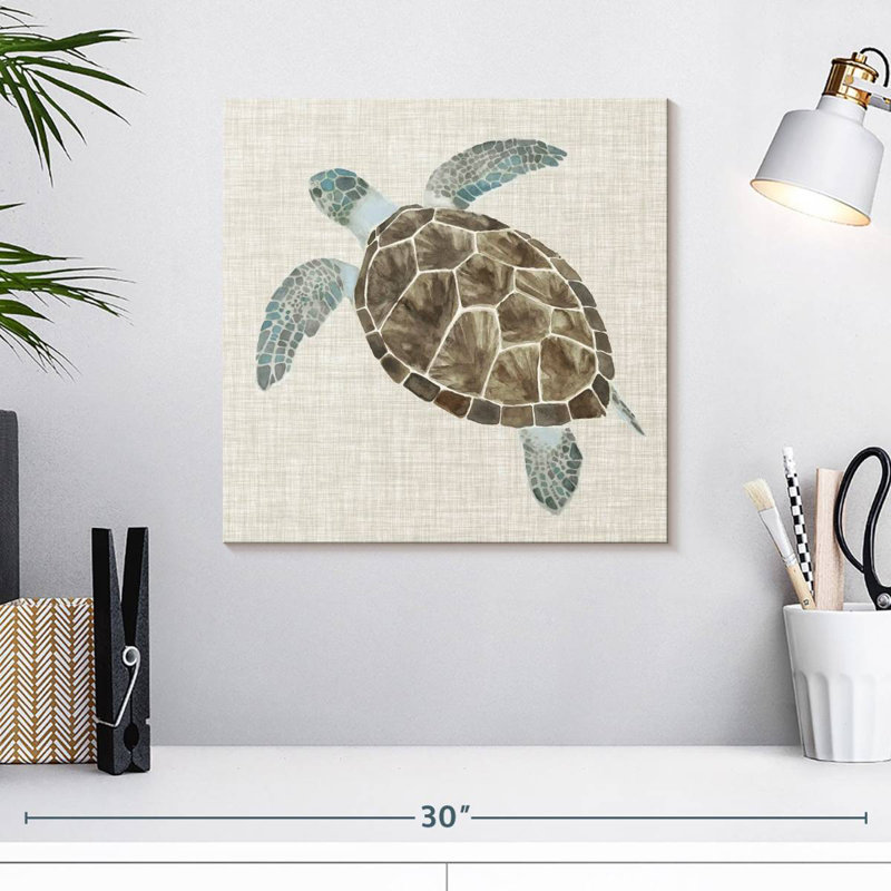 Brampt Linen Sea Turtle I, 16" H x 16" W