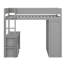 Lit mezzanine simple en bois rustique avec armoires encastrées, bureau à 2 tiroirs et unité de rangement-1172874250