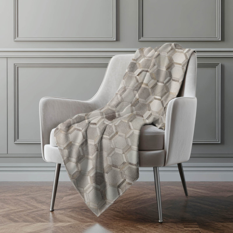 Jeté en sherpa Addison, Double octogone géométrique gris