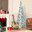 Arbre de Noël pop-up floqué avec lumières Ul blanc chaud - pré-décoré avec des ornements, des flocons de neige, des rubans et un grand nœud - facile à assembler et peu encombrant-117530763