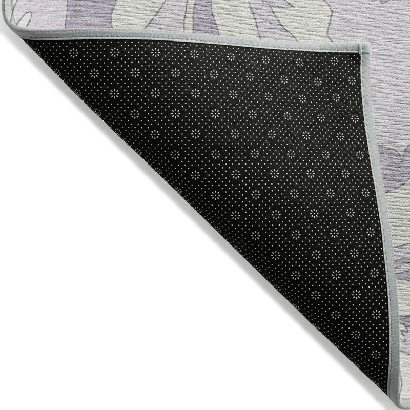 Tapis intérieur lavable floral lilas et ivoire lavande 5 pi x 8 pi