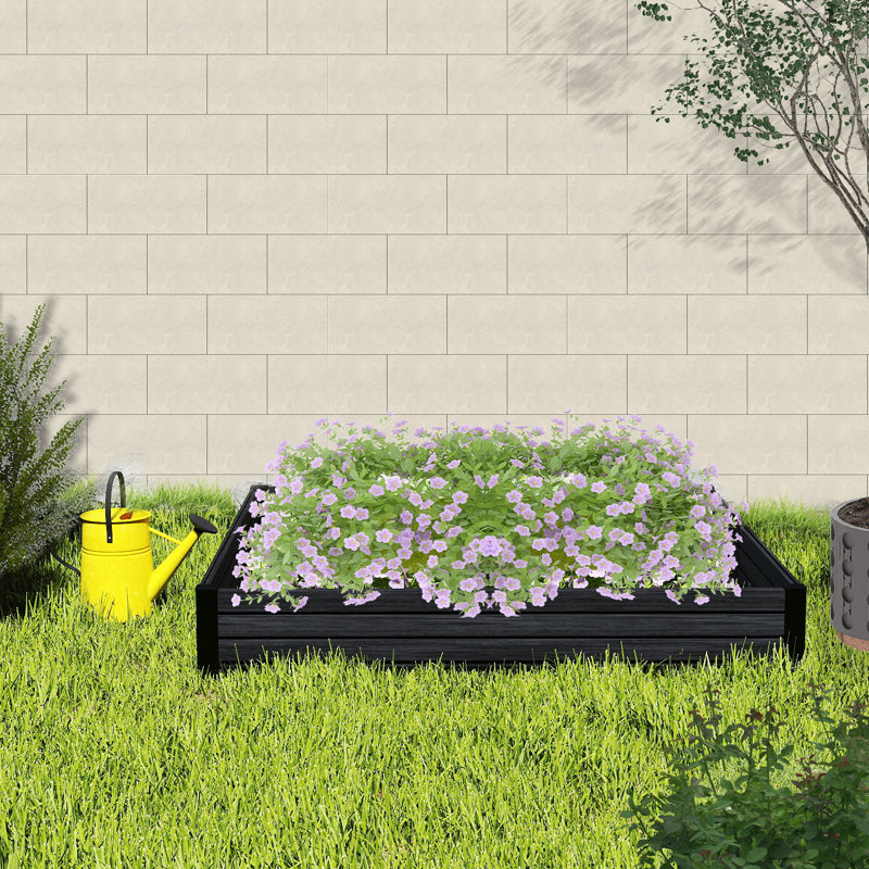 47.2" X 47.2" X 6.3"  Square Composite Raised Garden Bed（No bottom panel）, Black
